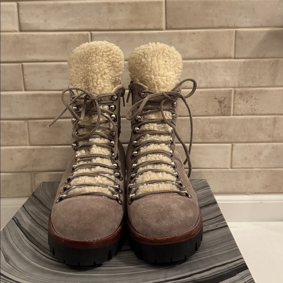 Jeffrey Campbell Shoes - Jeffrey Campbell Culvert Taupe Suede Sherpa Hiker Boots 8.5